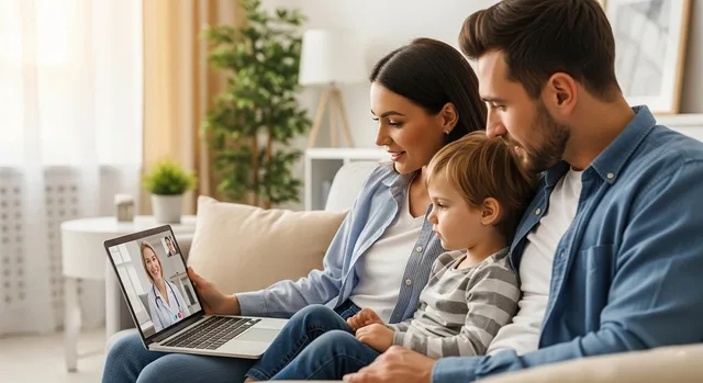family, love, mother, father, home, joy, smile, video call, child, happiness, positive, technology, parents, connection, care, digital, comfort, caretaker, lifestyle, virtual. Where AI can help a parenting creator without touching family evidence