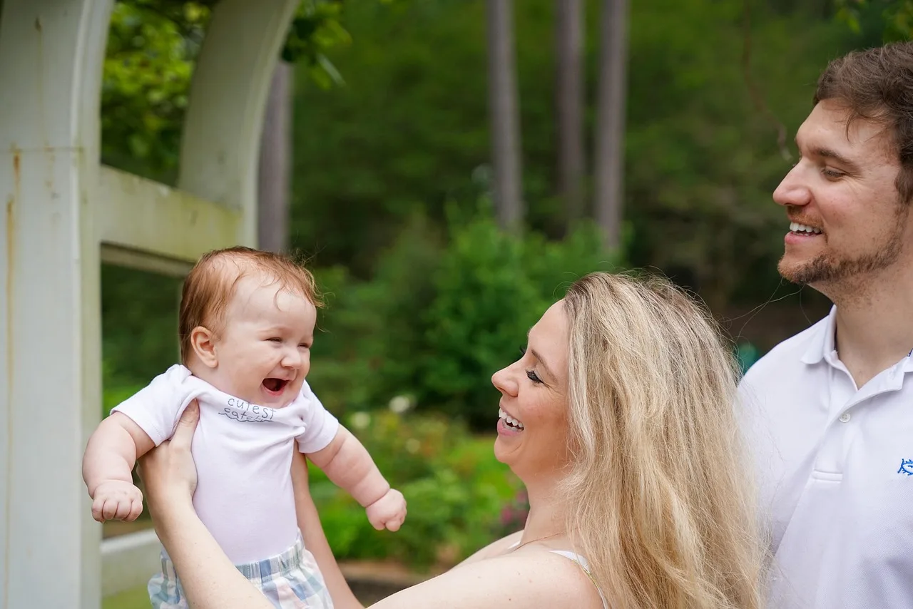 mother, father, baby, newborn, together, smiling, happy, family